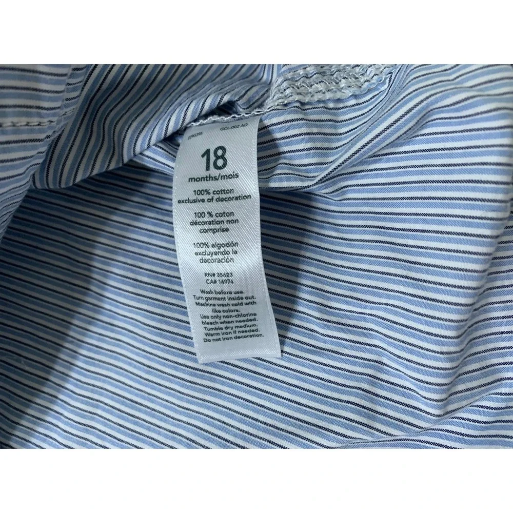 Carters Toddler Button Down Shirts Lot‎ of 2 Plaid Striped 12M 18M Blue Yellow